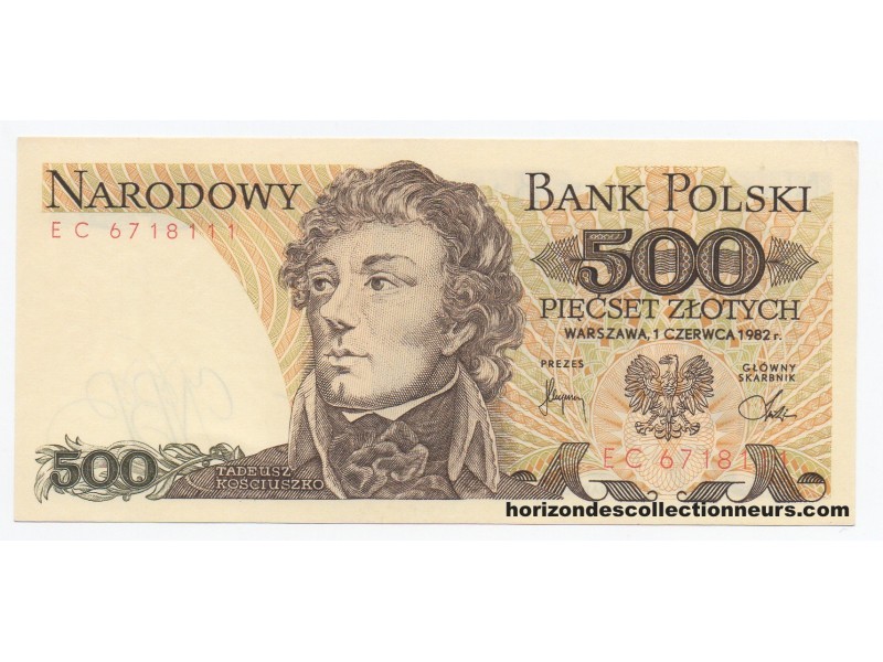 500 Zlotych POLOGNE 1982 P.145d NEUF