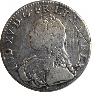 10045 - Écu Louis XV  1726  Lyon  dit "aux branches...