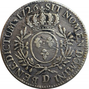 10045 - Écu Louis XV  1726  Lyon  dit "aux branches... 2