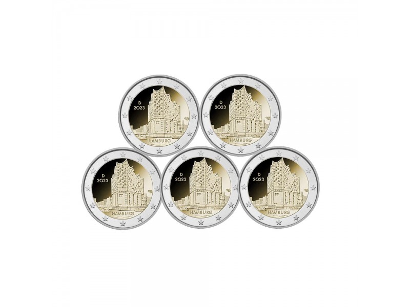 2 Euros ALLEMAGNE 2023  HAMBOURG- 4 Ateliers ADFGJ
