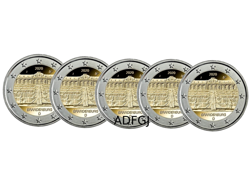 2 Euros Allemagne 2020 Brandeburg  5Pcs