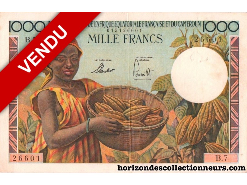 1000 FRANCS AFRIQUE ÉQUATORIALE...