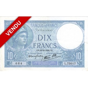 10 Francs MINERVE 1939 F.07.12