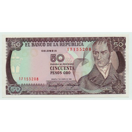 COLOMBIE billet 50 Pesos Oro 1986 P-425b NEUF