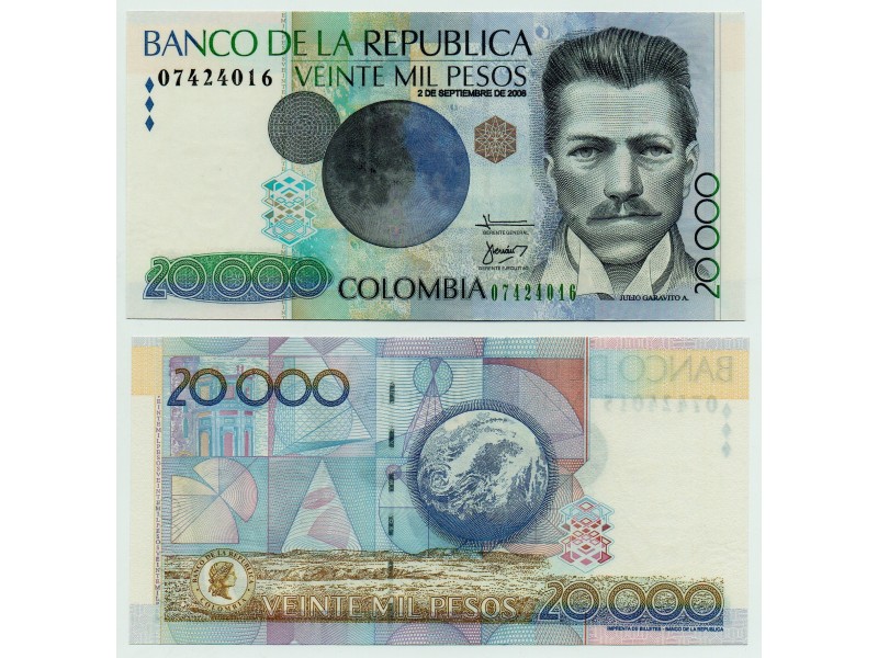 COLOMBIE billet 20000 Pesos 2008 P-454k