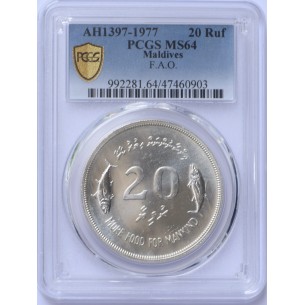 20 Rufiyaa MALDIVE ISLANDS 1979 - PCGS MS64
