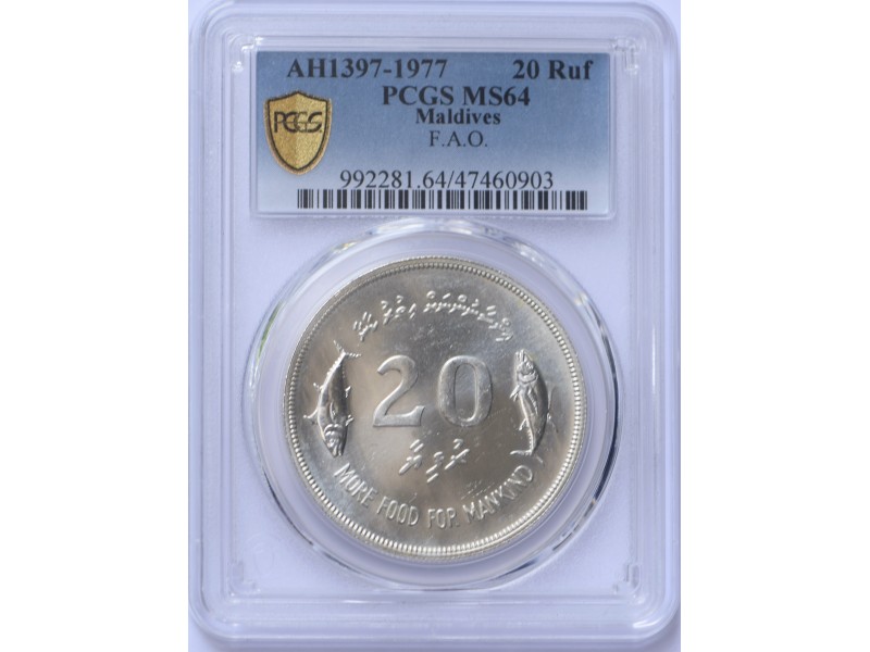 20 Rufiyaa MALDIVE ISLANDS 1979 - PCGS MS64