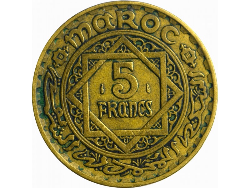8625 - MAROC  Protectorat Français 5 Francs AH...