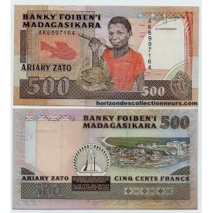 500 Ariary MADAGASCAR 1988-93 P-71b SPL