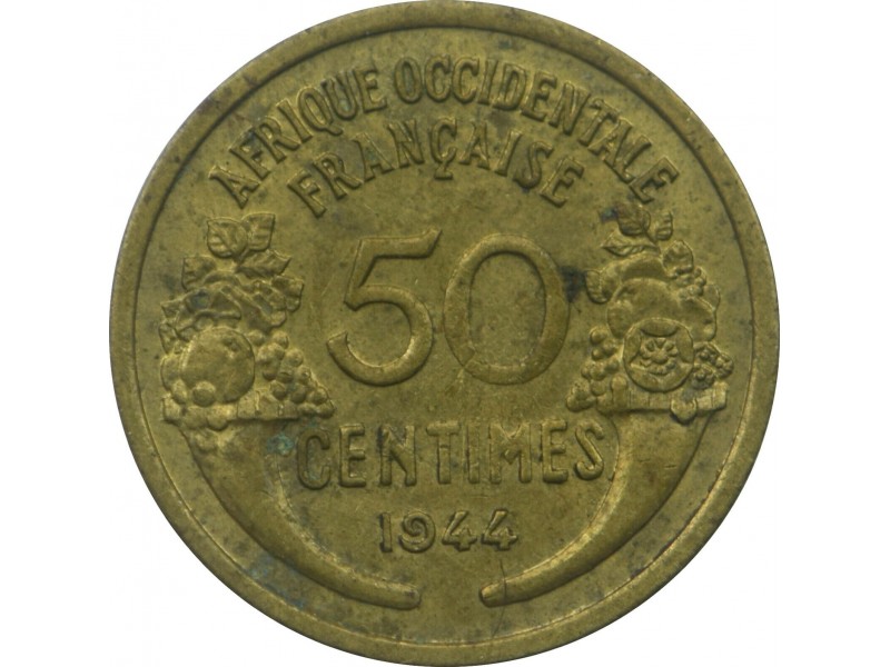 AFRIQUE OCCIDENTALE FRANÇAISE, 50 Centimes 1944