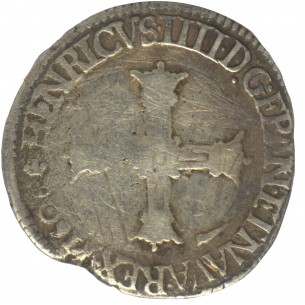 Henri IV Quart d'écu croix batonnée et couronnée de face...