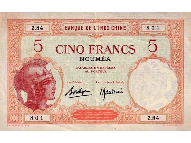 5 Francs NOUVELLE CALÉDONIE 1936 P.36b