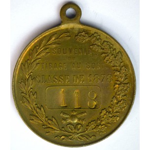 Médaille Souvenir du tirage au Sort Classe de 1878 N° 118 2