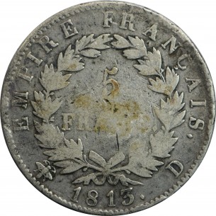 5 Francs Napoléon Empereur 1813 LYON 2