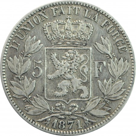 5 Francs BELGIQUE 1871 Léopold II