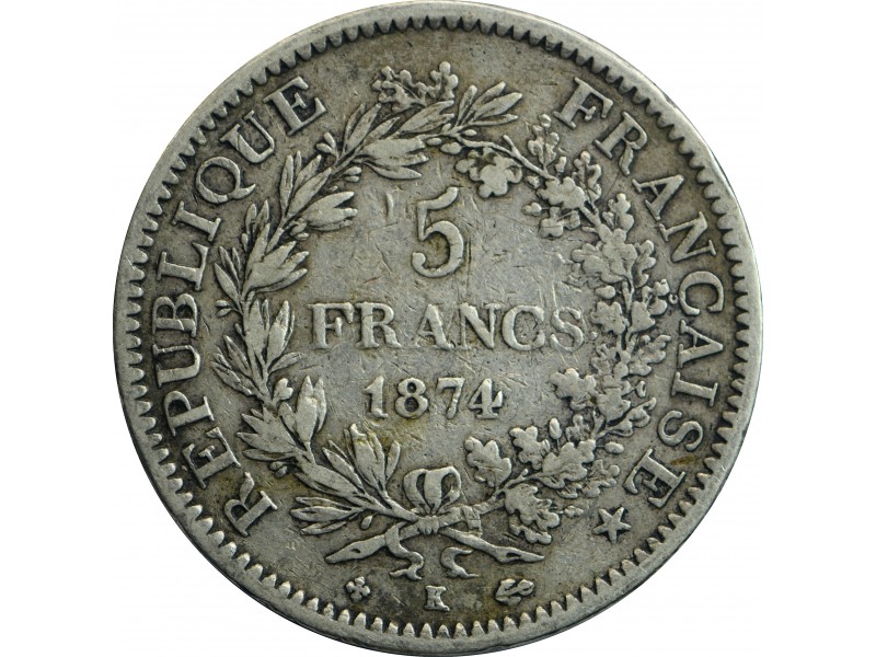 5 Francs Hercule 1874 Bordeaux