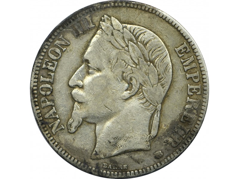 5 Francs Napoléon III 1868 Tête Laurée PARIS