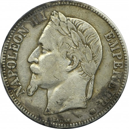 5 Francs Napoléon III 1868 Tête Laurée PARIS