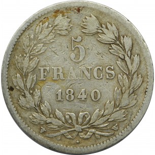 5 Francs Louis Philippe I 1845 Lille argent 2