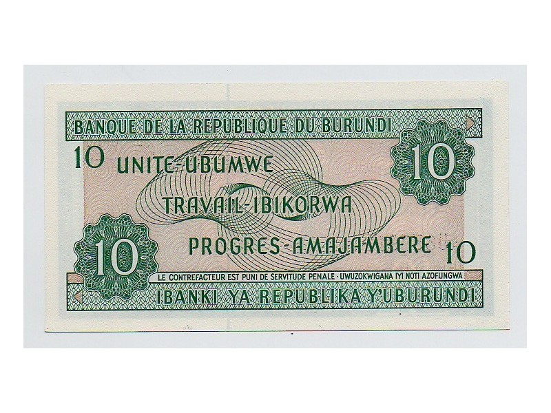 10 Francs BURUNDI 1991 P.33b NEUF