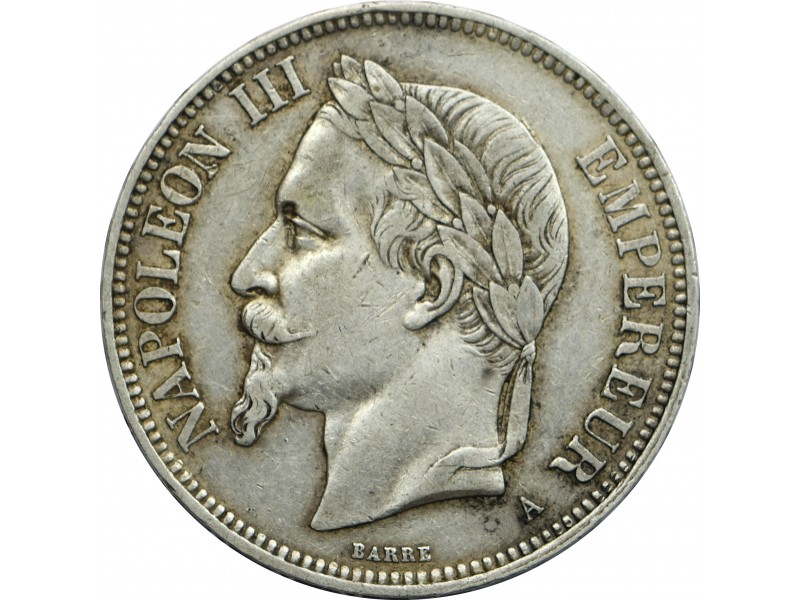 5 Francs Napoléon III 1870 Tête Laurée PARIS