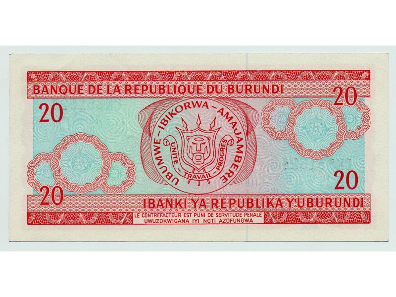20 Francs BURUNDI 1995 P.27c NEUF