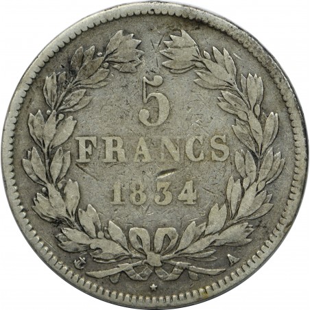5 Francs Louis Philippe Ier 1834. Paris