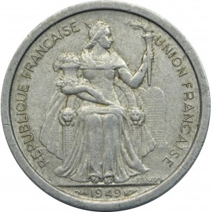2 Francs NOUVELLE CALÉDONIE I.E.O.M. 1949 2