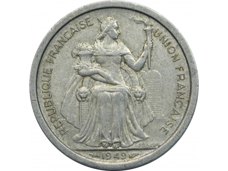 2 Francs NOUVELLE CALÉDONIE I.E.O.M. 1949