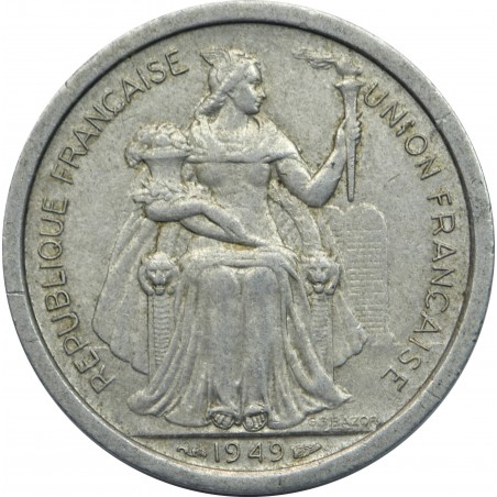2 Francs NOUVELLE CALÉDONIE I.E.O.M. 1949