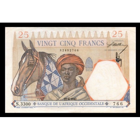 25 Francs Afrique Occidentale Française AOF 1942