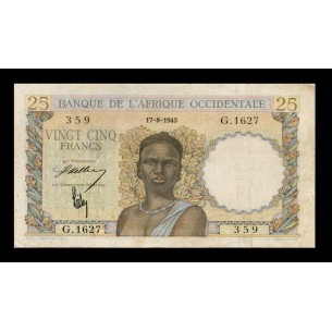 25 Francs Afrique Occidentale Française AOF 1943 2