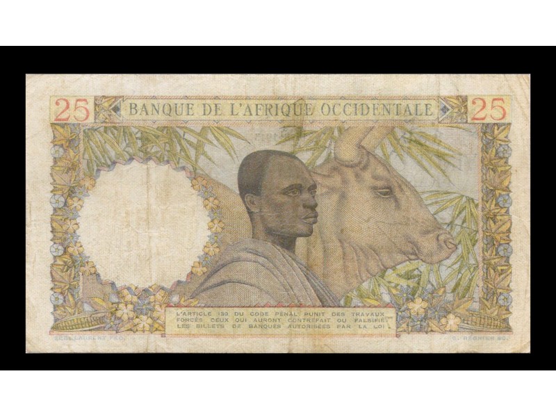 25 Francs Afrique Occidentale Française AOF 1943