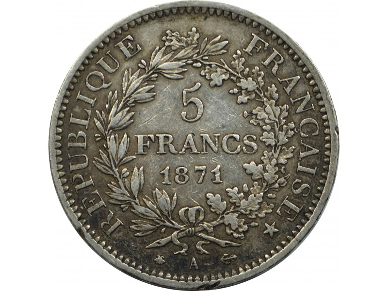 RARE 5 Francs Hercule 1871 Paris