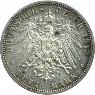 2 Mark ALLEMAGNE, Prusse 1913,  Guillaume II Berlin 2