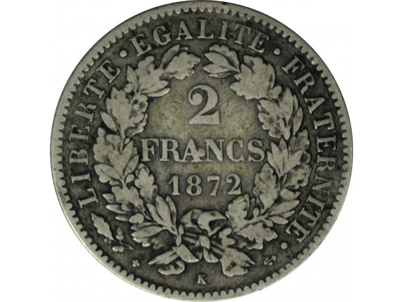 2 Francs CÉRÈS 1872 K (BORDEAUX)