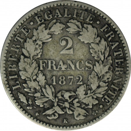 2 Francs CÉRÈS 1872 K (BORDEAUX)