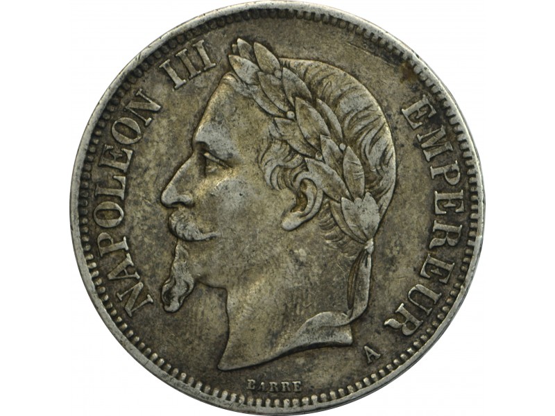 5 Francs Napoléon III 1870 Tête Laurée PARIS