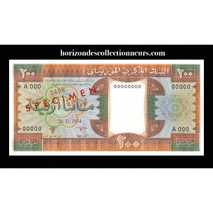 200 Ouguiya MAURITANIE Specimen 1974 P.5s