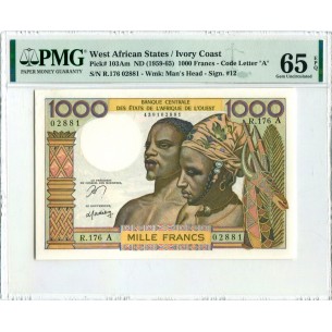 1000 Francs ÉTATS DE L'AFRIQUE DE L'OUEST (1959-1965)...