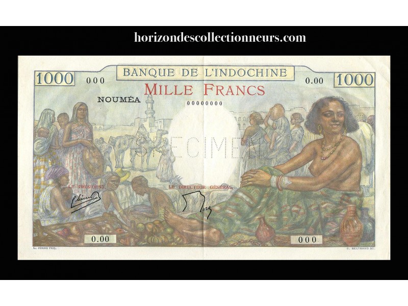 1000 Francs Spécimen NOUVELLE CALÉDONIE 1963 P.43s