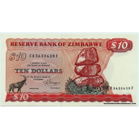 10 Dollars ZIMBABWE 1983 P.03d NEUF