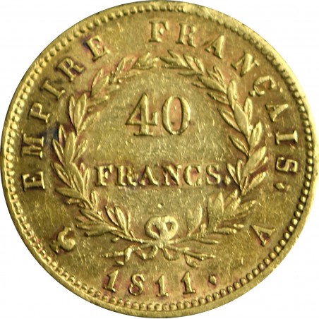 40 Francs Or Napoléon tête laurée 1811 PARIS EMPIRE FRANÇAIS
