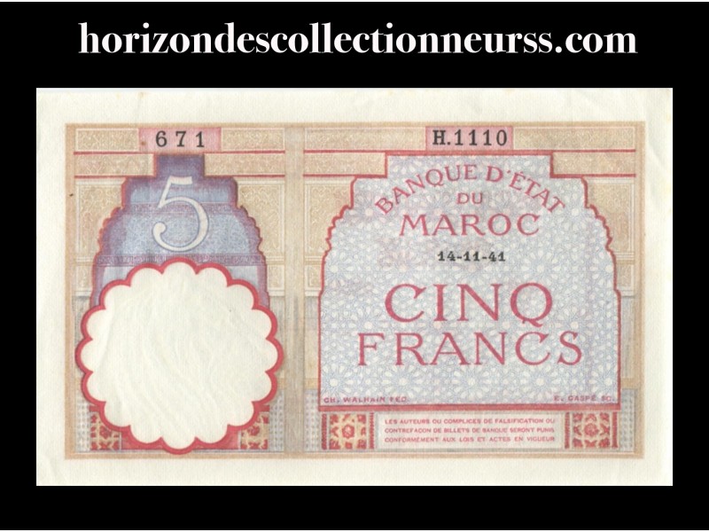 5 Francs MAROC 1941 P.23Ab