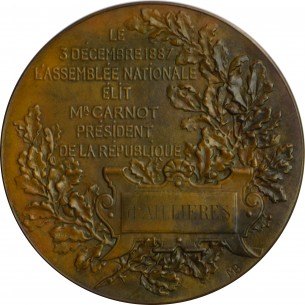 Médaille Assemblée nationale1887 élit M. Carnot Pdt de la... 2