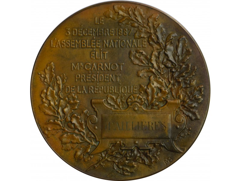 Médaille Assemblée nationale1887 élit M. Carnot...