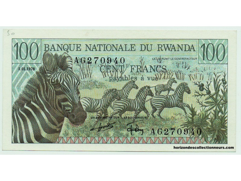 100 Francs RWANDA 1978 P.12 NEUF