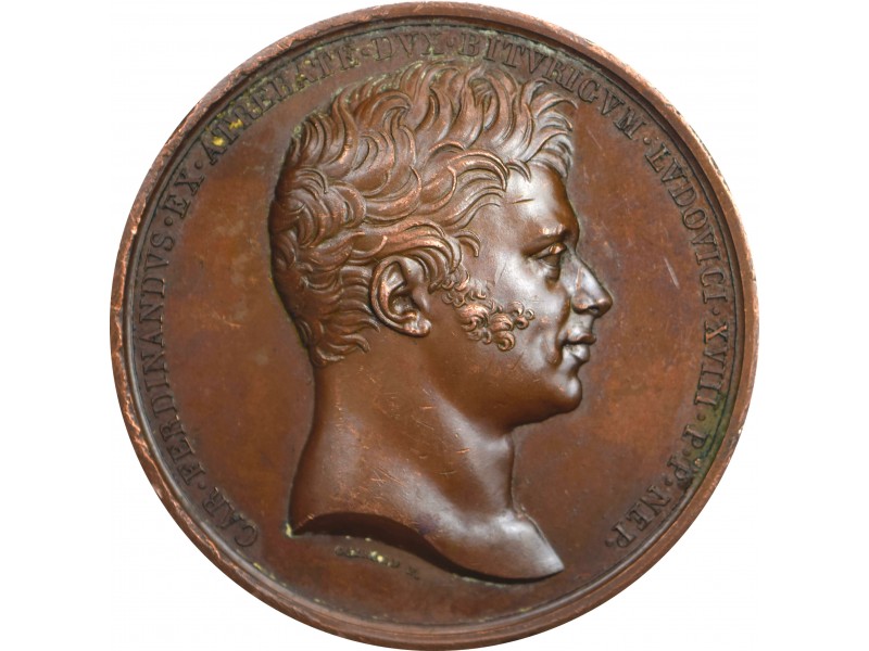 Médaille LOUIS XVIII Société des arts, Mort du Duc de Berry