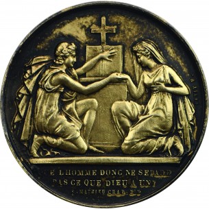 Médaille de mariage , Evangile de St Mathieu 1874