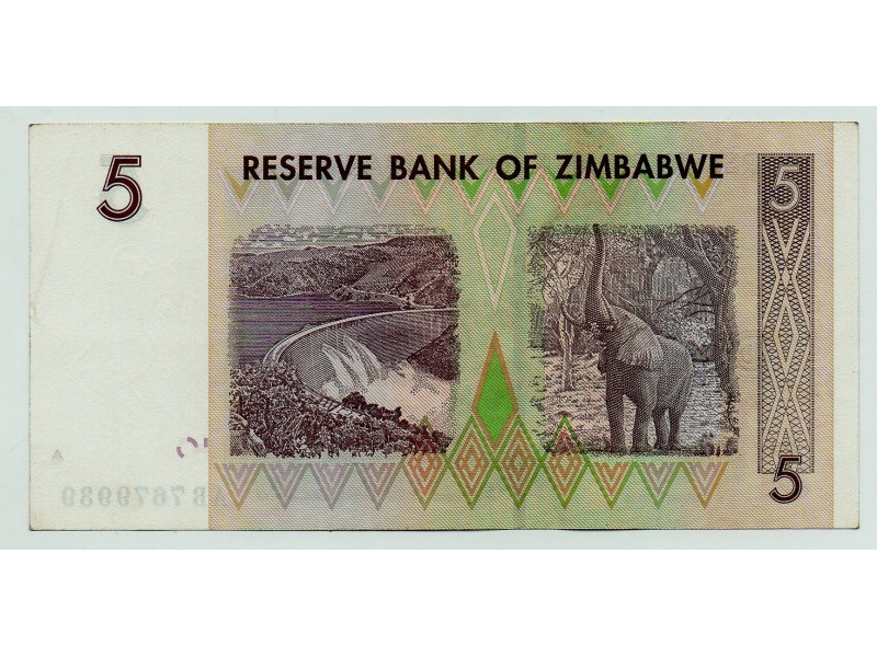 5 Dollars ZIMBABWE 2007 P.66 NEUF